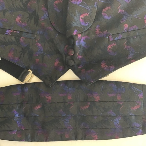 Formal tuxedo brocade evening vest and cummerbund set. Large 46-52 - Picture 5 of 10